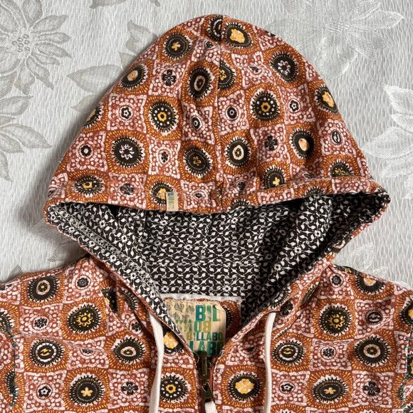 Billabong Reversible Retro Bohemian Multicolored Cotton Hoodie Jacket Large - Picture 3 of 16
